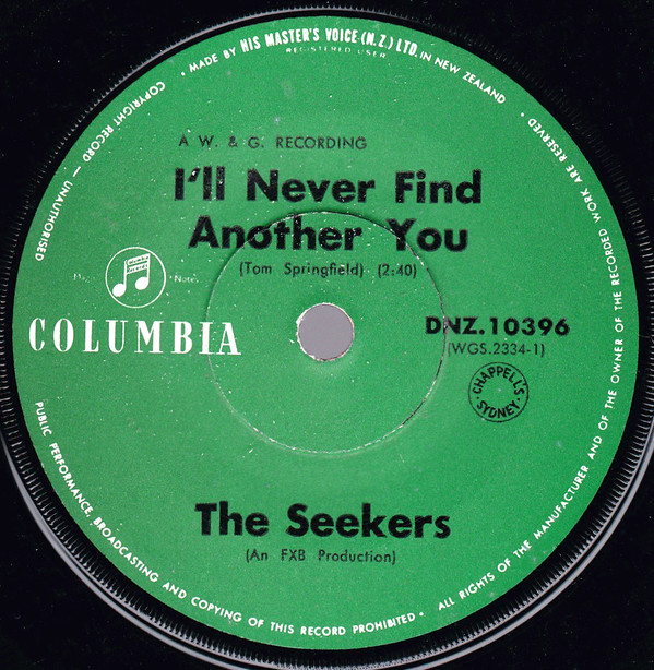 Accords et paroles I'll Never Find Another You The Seekers