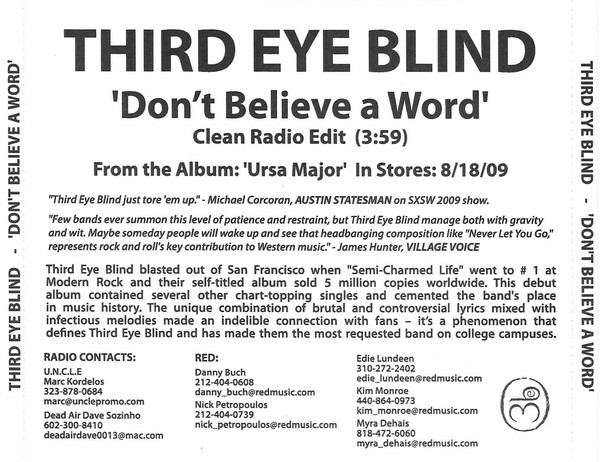 Accords et paroles Dont Believe A Word Third Eye Blind