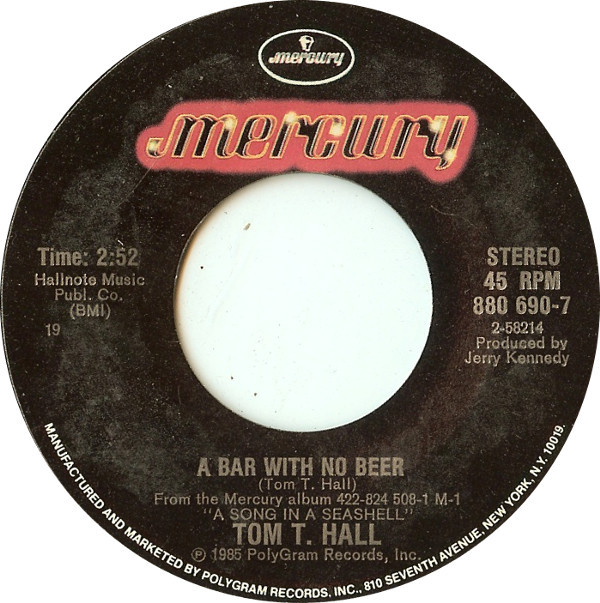 Accords et paroles Bar With No Beer Tom T. Hall