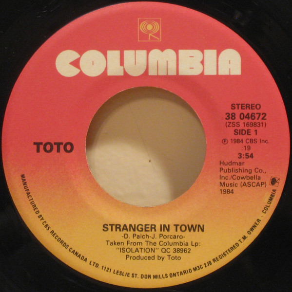 Accords et paroles Stranger In Town Toto