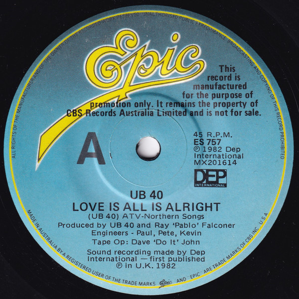 Accords et paroles Love Is All Is Alright UB40