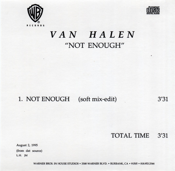 Accords et paroles Not Enough Van Halen