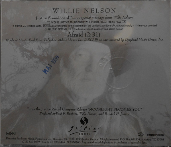Accords et paroles Afraid Willie Nelson